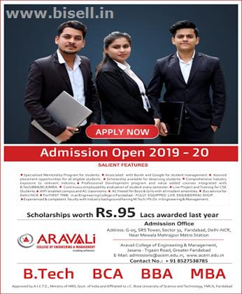 Admissions Open 2019 - B.Tech - MBA - BBA and BCA