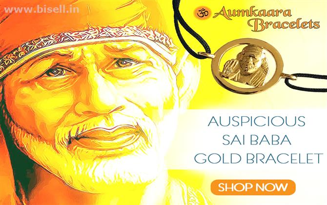 Auspicious Sai Baba Gold Bracelet On size adjustable thread