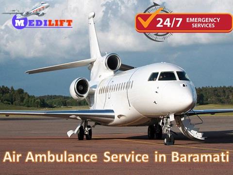 Emergency Medical Air Ambulance Service in Baramati at low cost