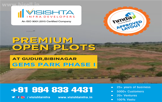 Open plots for sale in Gudur near Bibinagar|gemspark-I