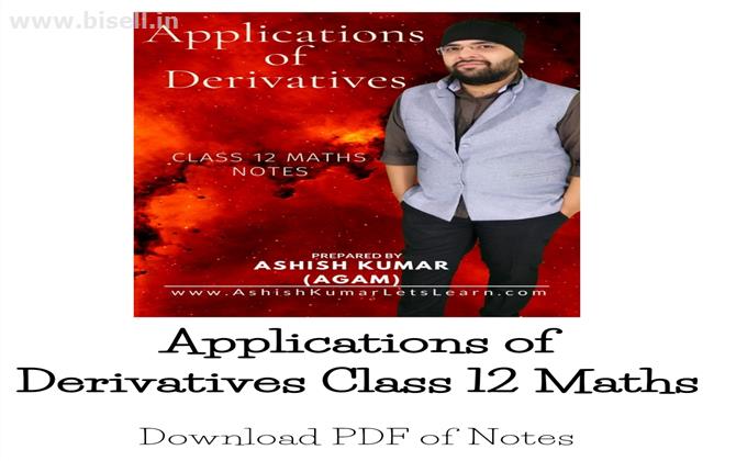 PDF Notes of Applications of Derivatives Class 12 Maths