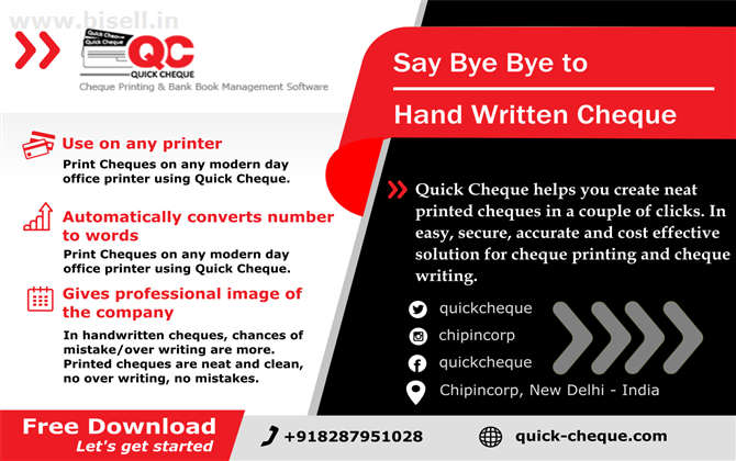 Quick Cheque | Free Cheque Printing Software