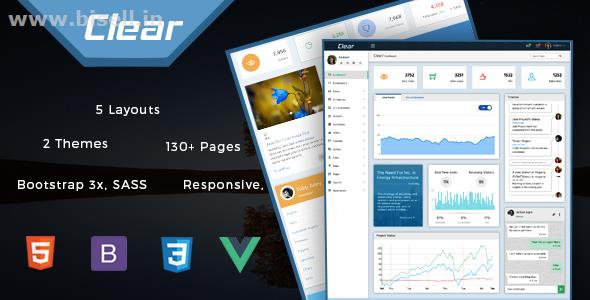 VueJS Laravel Admin Template - Clear