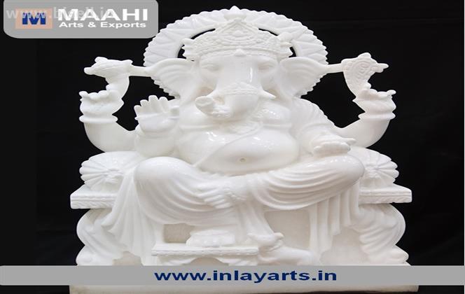 White Marble Statue Maahi Arts & Exports